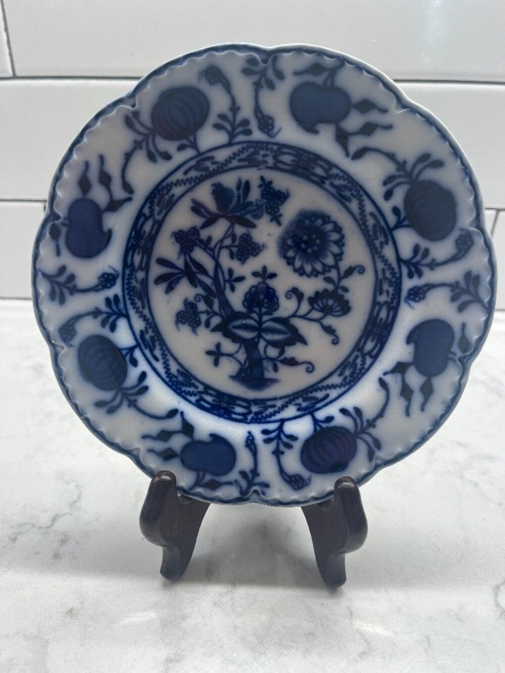 Antique Johnson Brothers Holland Flow Blue "Blue Onion" Bread/Butter Plate